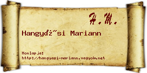 Hangyási Mariann névjegykártya